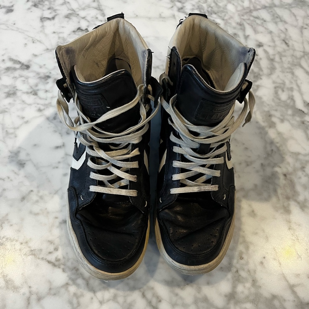 John Varvatos Black and White High-Top Sneakers